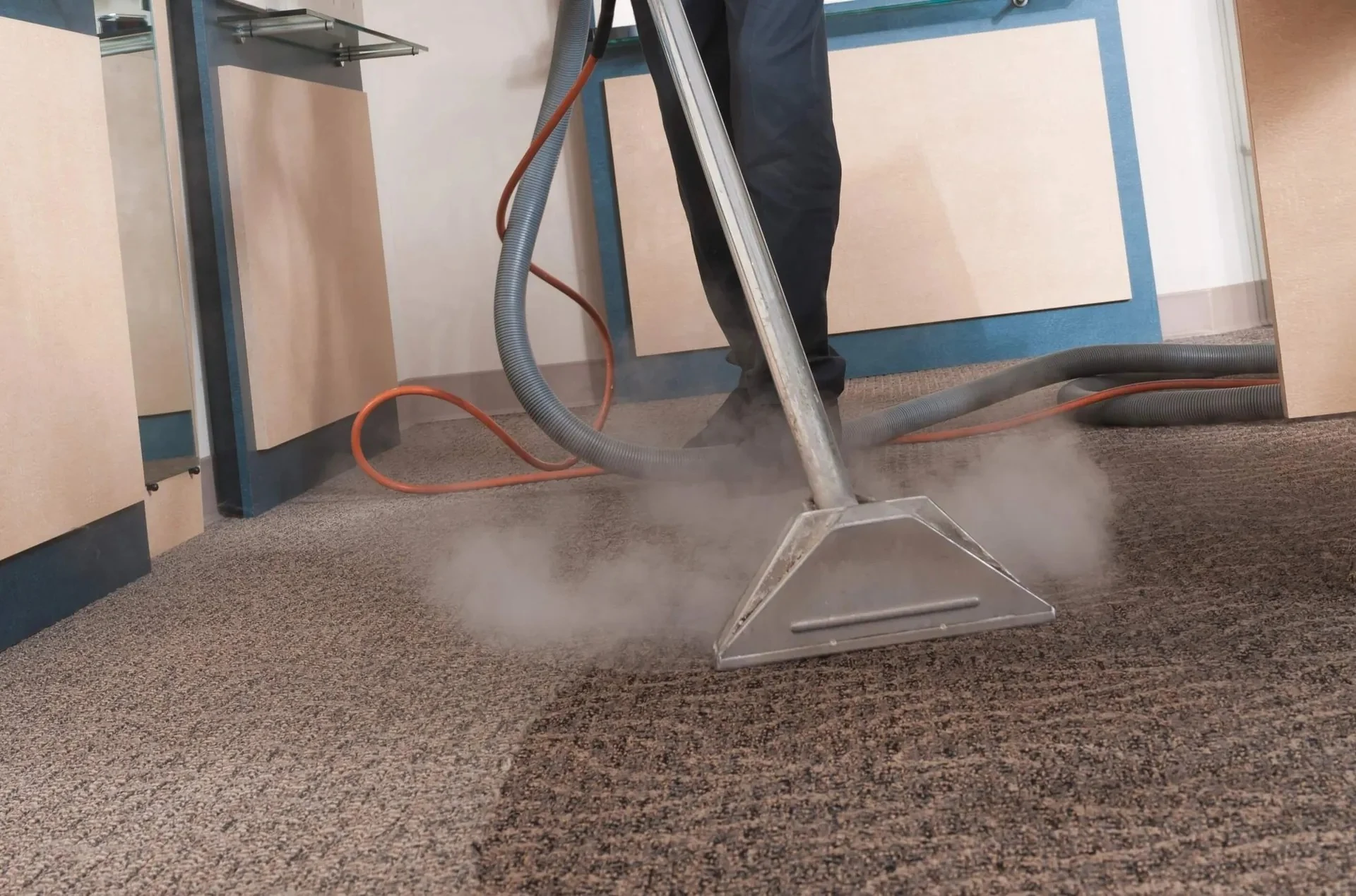 Truck-mounted steam cleaning of commercial carpet in Columbus, Ohio